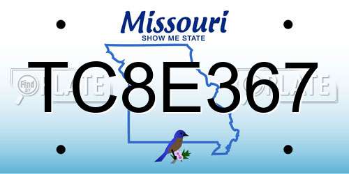 TC8E367 Missouri License Plate