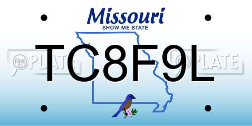 TC8F9L Missouri License Plate