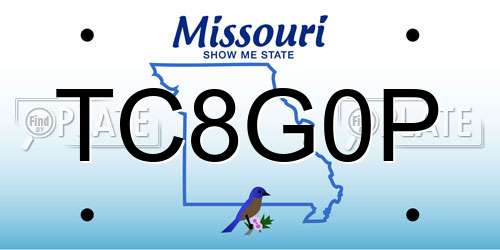 TC8G0P Missouri License Plate