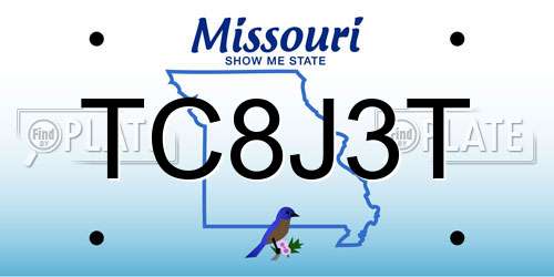 TC8J3T Missouri License Plate