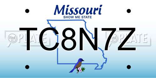 TC8N7Z Missouri License Plate
