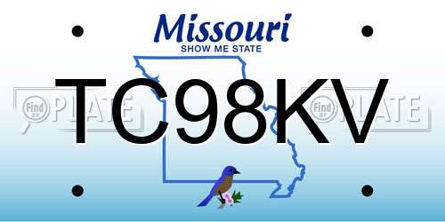 TC98KV Missouri License Plate