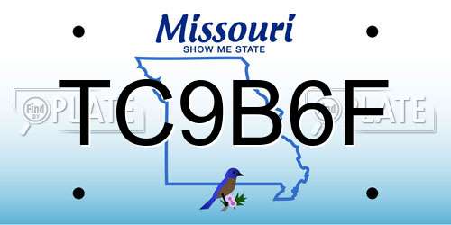 TC9B6F Missouri License Plate
