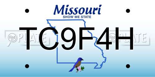 TC9F4H Missouri License Plate