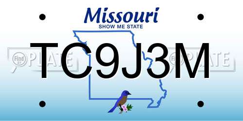 TC9J3M Missouri License Plate