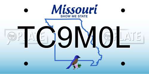 TC9M0L Missouri License Plate