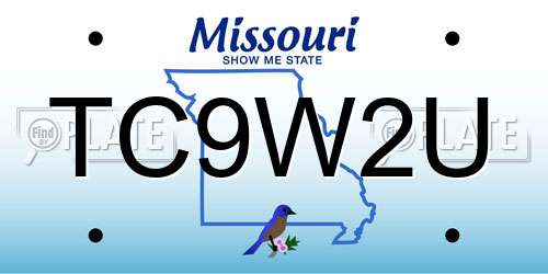 TC9W2U Missouri License Plate