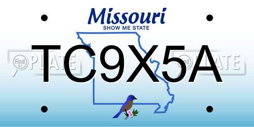 TC9X5A Missouri License Plate