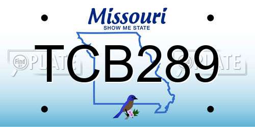 TCB289 Missouri License Plate