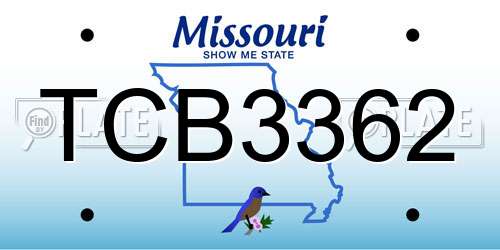 TCB3362 Missouri License Plate