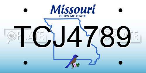 TCJ4789 Missouri License Plate