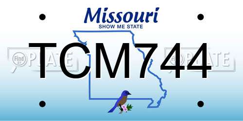 TCM744 Missouri License Plate