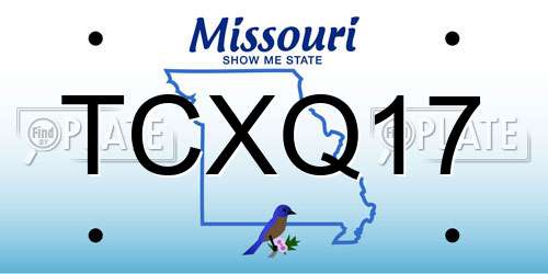 TCXQ17 Missouri License Plate