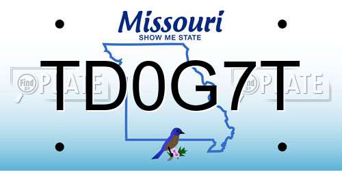 TD0G7T Missouri License Plate