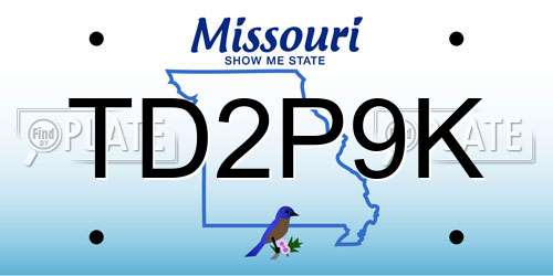 TD2P9K Missouri License Plate