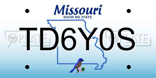 TD6Y0S Missouri License Plate