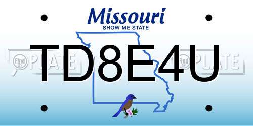 TD8E4U Missouri License Plate