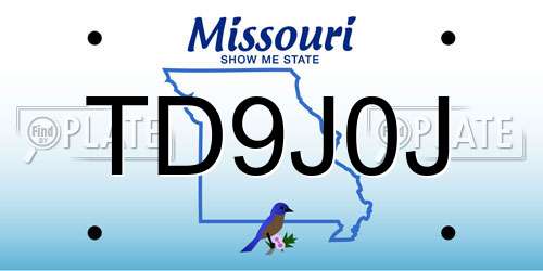 TD9J0J Missouri License Plate