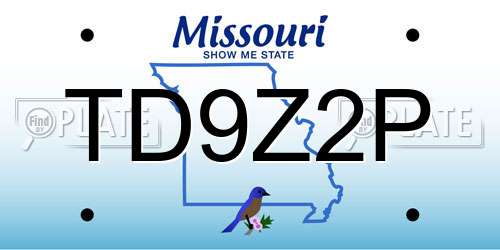 TD9Z2P Missouri License Plate