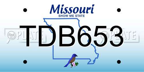 TDB653 Missouri License Plate