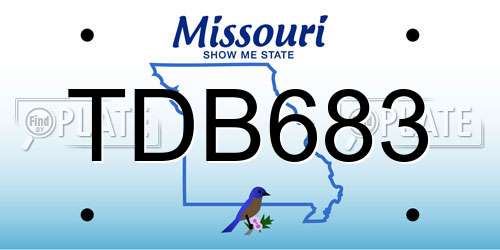 TDB683 Missouri License Plate