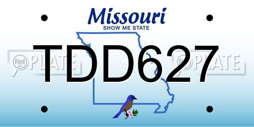 TDD627 Missouri License Plate