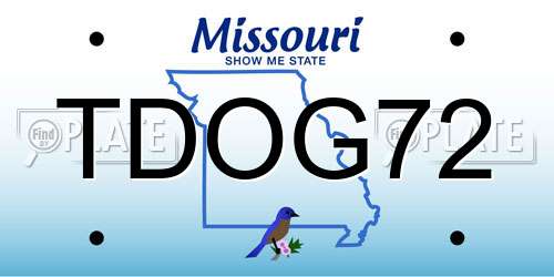 TDOG72 Missouri License Plate
