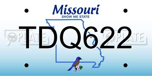 TDQ622 Missouri License Plate
