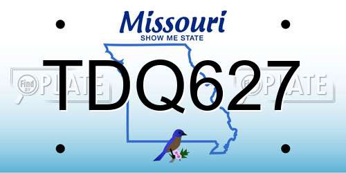 TDQ627 Missouri License Plate