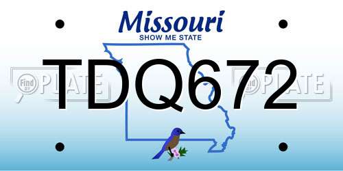 TDQ672 Missouri License Plate