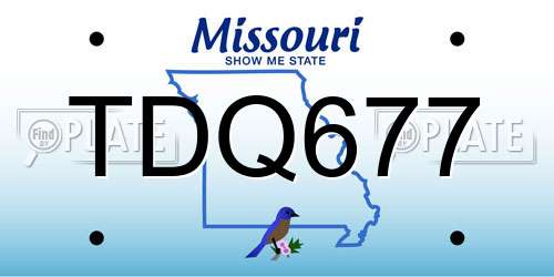 TDQ677 Missouri License Plate