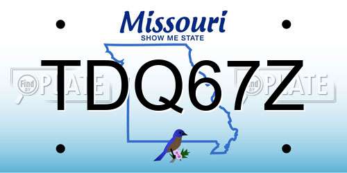 TDQ67Z Missouri License Plate
