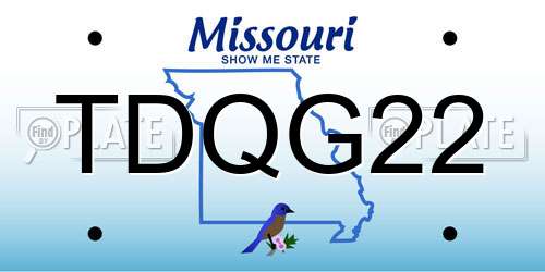 TDQG22 Missouri License Plate