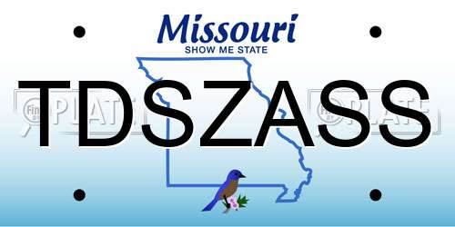 TDSZASS Missouri License Plate