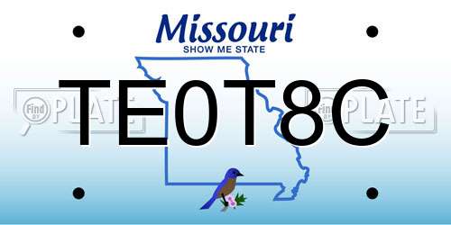 TE0T8C Missouri License Plate