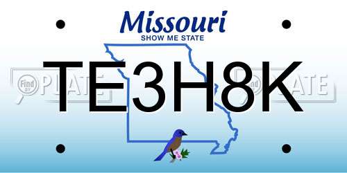 TE3H8K Missouri License Plate