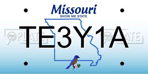 TE3Y1A Missouri License Plate