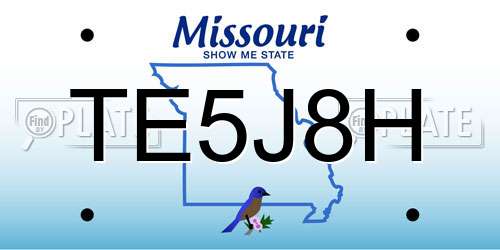 TE5J8H Missouri License Plate