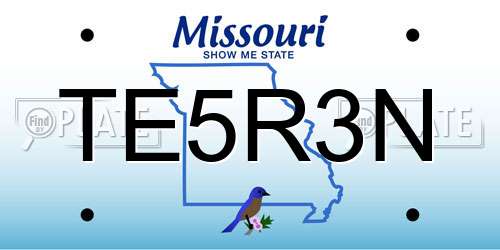 TE5R3N Missouri License Plate