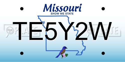 TE5Y2W Missouri License Plate