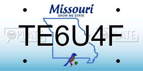 TE6U4F Missouri License Plate
