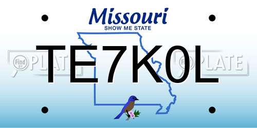 TE7K0L Missouri License Plate