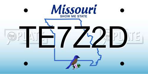 TE7Z2D Missouri License Plate