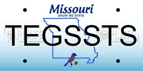 TEGSSTS Missouri License Plate