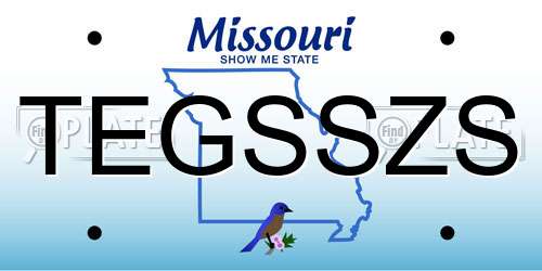 TEGSSZS Missouri License Plate