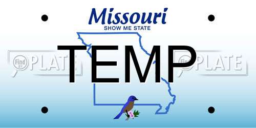 TEMP Missouri License Plate