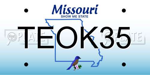 TEOK35 Missouri License Plate