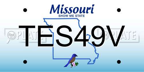TES49V Missouri License Plate