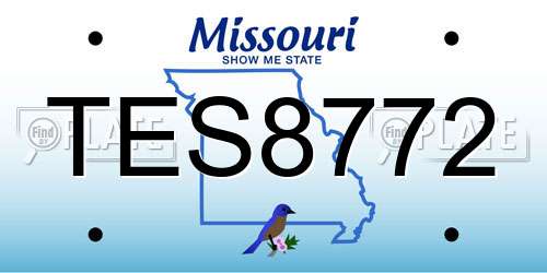 TES8772 Missouri License Plate