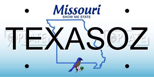TEXASOZ Missouri License Plate
